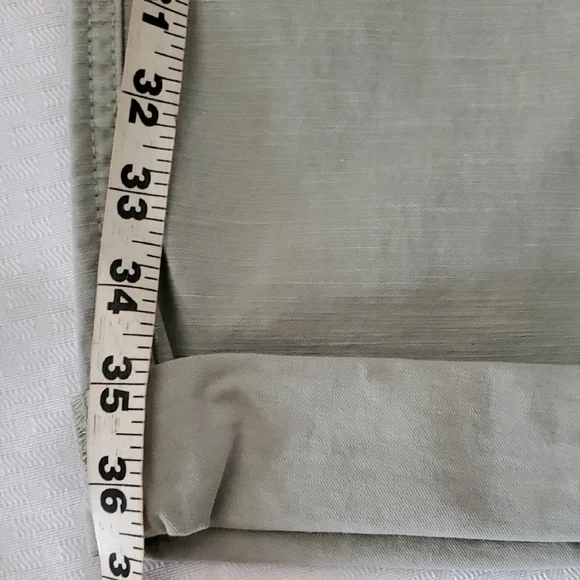 Everlane Green  Cropped Organic And Linen Blend  Pants with Relaxed Fit Sz 33 - Picture 3 of 12